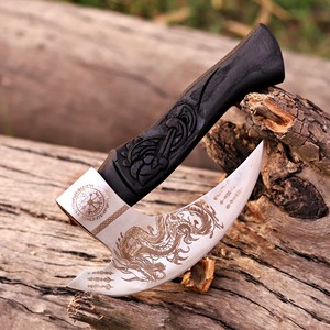 Cuchillo para Pizza Vikingo de Alta Calidad, Cuchilla de Acero con Alto Contenido de Carbono, Mango de Madera Hecho a Mano, Hacha de Cocina OEM - Product Image 3