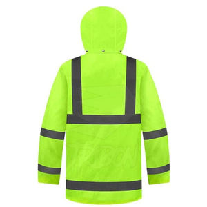 Vestes en polyester imperméables à haute visibilité personnalisées pour l'hiver avec bandes réfléchissantes pour vêtements de travail de sécurité - Product Image 3