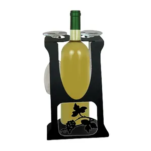Soporte Metálico para Botellas de Vino con Diseño de Uvas, Estante Decorativo Estilo Rústico para el Hogar, Bar o Fiestas, Duradero, Redondo e Impermeable - Product Image 1