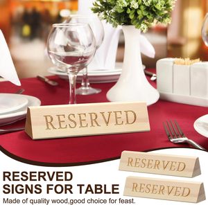 Set of 6 Black Wooden Reserved Signs Double Sided Engraved <b>Table</b> Tent <b>Name</b> Place <b>Card</b> Stand For Restaurant Event Wholesale - Product Image 6