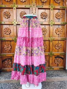 Women's Floor-Length Satin Silk Bohemian Eco-Friendly Breathable High Elastic <b>Patchwork</b> Print Multi Color ODM Summer Wear <b>Skirt</b> - Product Image 3