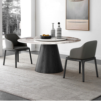Moderne Luxus-Wohnmöbel Marmor Sinterstein Eichen-Massivholz-Basis 6-Sitzer Esszimmermöbel Esstisch-Set