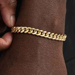 สร้อยข้อมือแบบ Cuban Link ขนาด 8 มม. ชุบทองคำขาว 18K เงินแท้ 925 สร้อยข้อมือแบบ Cuban หรูหราสำหรับผู้ชาย - Product Image 5