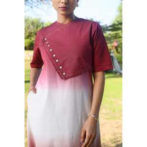 Robe longue maxi ombrée tie-dye pour femme avec ourlet superposé, tenue décontractée pour les vacances - Product Image 3