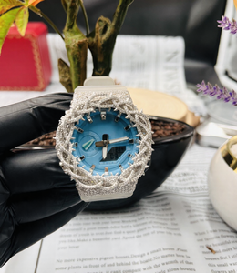 925 <b>Sterling</b> <b>Silver</b> Iced Digital <b>Watch</b> VVS Moissanite Diamond Bezel Blue Throne Dial Hip Hop Luxury Statement <b>Watch</b> - Product Image 1