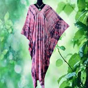 Vestido caftán de rayón Shibori Tie Dye, estilo tropical bohemio, ropa informal para mujer. - Product Image 4