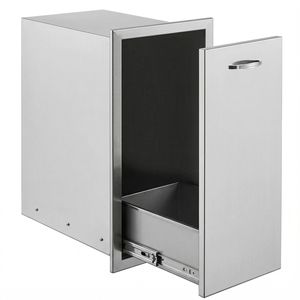 Cassetto porta rifiuti estraibile in acciaio inossidabile da 13.6Lx26Hx19.3P pollici con guide inferiori scorrevoli e vassoio per pattumiera, per accessori BBQ da esterno - Product Image 1