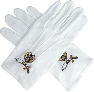 Guantes blancos de algodón para masónicos, guantes de regalia masónica y guantes de bordado a máquina 100% algodón Select. - Product Image 5