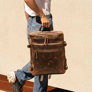 Mochila de Cuero Genuino Vintage al por Mayor para Hombre, Bolsa de Viaje para Portátil, Personalizada, Impermeable, de Gran Capacidad, LBK-0102 - Product Image 1