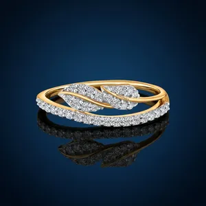 แหวนเพชรทรงใบไม้ดีไซน์ธรรมชาติ สำหรับผู้หญิง ทอง 10K 14K 18K และเงิน 925 935 เครื่องประดับชั้นดี - Product Image 3