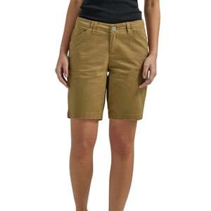 Shorts pour femmes en coton Oxford bleu clair, taille mi-haute, coupe classique, fermeture boutonnée, style décontracté, couleur unie, tissu respirant - Product Image 4