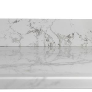 Top per mobile bagno in pietra rettangolare Montary 43x22 pollici con lavabo in ceramica sottopiano in pietra ingegnerizzata colore marmo bianco Carrara - Product Image 5