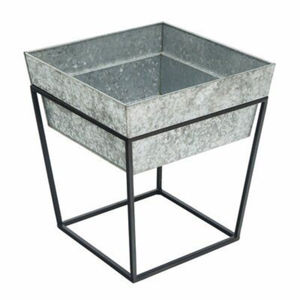 Jardinière carrée en acier galvanisé de style moderne avec support noir pour plantes succulentes, plantes d'intérieur, pot de fleurs pour jardinage à domicile - Product Image 1