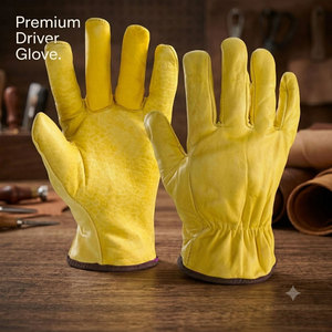 Heavy Duty Cowhide Grain Leather <b>Driver</b> <b>Gloves</b> Industrial Safety Hand Protection Anti-Cut Function Soft Comfortable Construction - Product Image 3