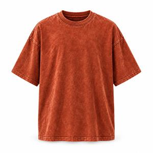 T-shirt Homme Oversize Vintage Délavé Orange Rouille à Manches Courtes, Style Décontracté Streetwear, Uni, Col Rond - Product Image 1