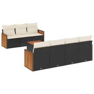 Ensemble de canapés de jardin en rotin PE noir avec pieds réglables, confortable et élégant, mobilier d'extérieur - Product Image 2