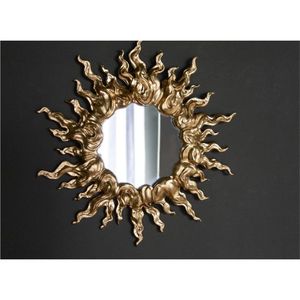 Miroir mural décoratif rond vintage doré style sunburst, miroir suspendu de luxe, miroir d'appoint baroque pour salon, décoration murale pour la maison - Product Image 1