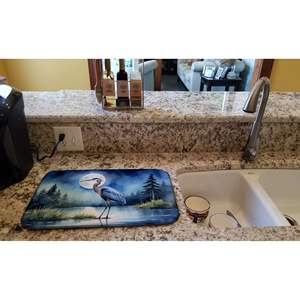 Blue Heron Moonlight Countertop Dish <b>Drying</b> <b>Mat</b> 14 X 21\" Absorbent Multicolor <b>Kitchen</b> Counter Dish Drainer Pad - Product Image 2