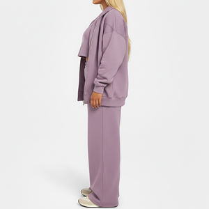 Ensemble décontracté de survêtement deux pièces pour femme, personnalisé avec logo imprimé, de haute qualité, respirant et épais - Product Image 2