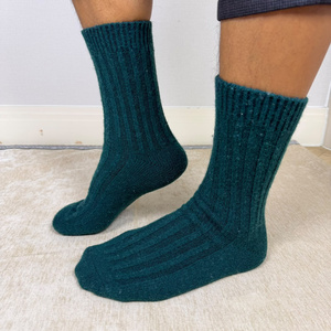 Wholesale Men's <b>Thick</b> Wool Crew <b>Socks</b> Solid Classic Ribbed Green Knitted <b>Winter</b> Thermo <b>Socks</b> Daily Wear - Product Image 1
