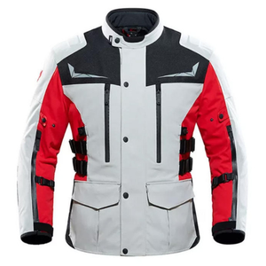 Blouson de moto pour homme à manches longues, coupe-vent, color-block, toutes saisons, veste de course pour moto, vêtements de protection pour motards - Product Image 1