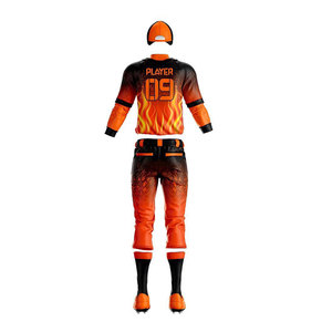 Ensemble uniforme de baseball pour hommes HOT SUMMER TOURNAMENT, orange et noir, manches longues, sublimé, séchage rapide, coupe classique, vêtements d'été - Product Image 3