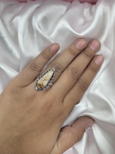 Anillo largo de jaspe natural con diseño de cometa, chapado en plata, hecho a mano, vintage, con piedras preciosas, para mujer, joyería al por mayor - Product Image 2