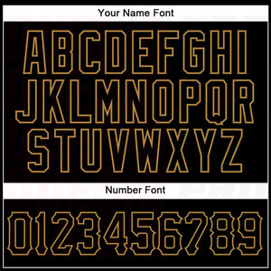 Camiseta de Béisbol Personalizada para Equipo, con Nombre y Número, Diseño Negro con Rayas Doradas, Auténtica - Product Image 5