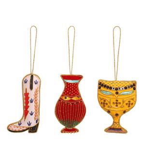 Décorations de sapin de Noël brodées en tissu de satin de velours faites à la main ornement personnalisé en gros avec chameau renne mouton - Product Image 6