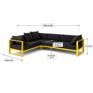Sofá Seccional Esquinero en Forma de L Moderno con Estructura Metálica y Asientos Tapizados para Sala de Estar - Product Image 1