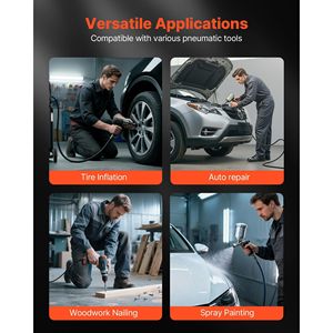 Compressore d'Aria Portatile da 25 Galloni, 2HP, 5.5 SCFM, 90PSI, Serbatoio Lubrificato a Olio, Pressione Massima 200PSI, Compressore Industriale - Product Image 6