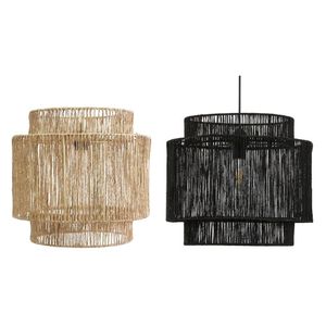Abat-jour cylindrique superposé pour luminaires de plafond, abat-jour en bambou et rotin, luminaires suspendus modernes en jute - Product Image 4