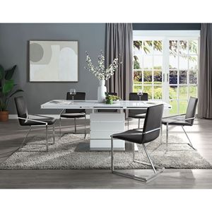 Set di 2 Sedie Laterali Grigie e Cromate con Elegante Base in Metallo per Arredamento Sala da Pranzo - Product Image 6
