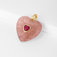 QIKU 2026 Collier Pendentif en Pierre Naturelle Petit Cœur Cristal Œil de Tigre Améthyste Nouveaux Bijoux Accessoires Breloques Vente en Gros