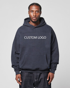 New Vintage Men's Hoodies Sweatshirts Boxy Fit Oversized Drop Shoulder Heavyweight 100% Cotton French Terry 450GSM Plain Dyed - Product Image 1
