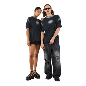 T-shirts surdimensionnés à manches courtes pour femmes, entièrement personnalisés, effet délavé, style streetwear, 100% coton, superbe effet soleil, unisexe - Product Image 2
