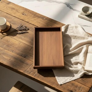 Plateau de présentation sur pieds en bois de qualité alimentaire, artisanal et moderne REHMAN CRAFT - Petit organisateur rectangulaire surélevé pour bougies - Product Image 6