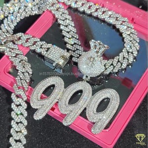 จี้เพชรโมอิสซาไนต์ชุบเงิน "999" พร้อมสร้อยคอ เครื่องประดับแฟชั่นสำหรับผู้ชายและผู้หญิง - Product Image 2