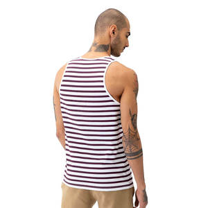 Camiseta sin mangas a rayas para hombre, cuello redondo, informal, de algodón tejido, blanca y burdeos, al por mayor, el mejor diseño, camiseta sin mangas para hombre - Alta Calidad - Product Image 5