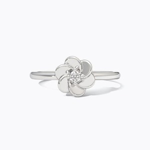 Flower Diamond <b>Ring</b> in <b>925</b> Sterling <b>Silver</b> Women's Engagement Band Romantic Style Prong Setting Round Brilliant Cut - Product Image 4