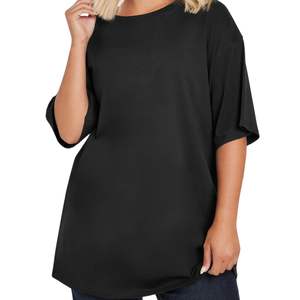 Vestido Camisero Negro Oversize para Mujer, Casual, Holgado, de Media Manga, de Algodón, Mini Vestido de Verano, Tallas Grandes, Venta al por Mayor, OEM, Personalizado - Product Image 2