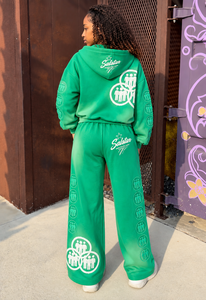 Ensemble de survêtement vert personnalisé 2 pièces : sweat à capuche et pantalon large unisexe, tenue de sport décontractée, ensemble de jogging avec logo personnalisé imprimé - Product Image 4