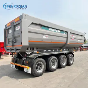 3 Axle 40tons 35cbm Cylinder U Square Shape Dumper Dumping Tipper Side/Back/Rear/End Tipping Truck Semi Dump Trailer