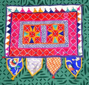 Indian Vintage Banjara y Kutch Gujrati Toran Puerta Toran Cenefa Colorido Puerta Colgante - Product Image 1