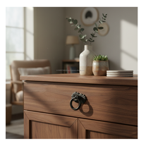 Poignée de tirage annulaire réglable en fonte 2x1 pouce, revêtement poudré noir moderne, pour cuisine, salon, commode, armoire, tiroir