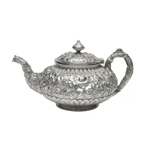 Bule de chá turco para hotéis e restaurantes, chaleira de metal revestida de prata com desenho criativo e alta qualidade, chaleira de metal avançada