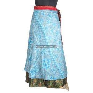 Nueva Falda Envolvente Reversible de Seda Vintage de 38 Pulgadas para Mujer, Vestido Halter Bohemio, Talla Grande, Sari Reversible para la Playa - Product Image 1