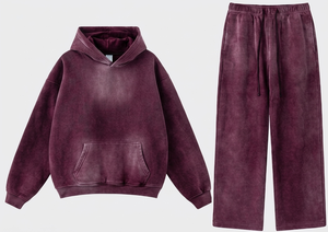 Ensemble Jogging Streetwear Vintage en Molleton Délavé avec Capuche, Coupe Ample, Logo Personnalisé, Effet Usé et Délavé à l'Acide, Sweat à Capuche et Pantalon Oversize - Product Image 3
