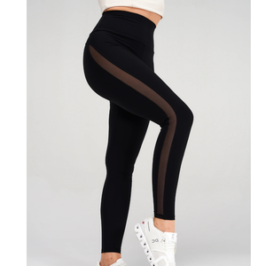 Leggings noirs taille haute pour femmes en polyester/spandex |   Pantalons de yoga personnalisés |   Fabricant de leggings de sport extensibles pour la gym et le fitness - Product Image 3