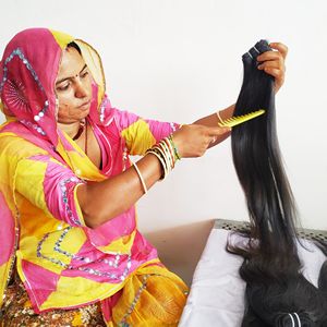 100% vierge cuticule alignée droite lâche vague profonde Temple indien Styles de couleur naturelle Remy fabrique des extensions de cheveux humains - Product Image 3